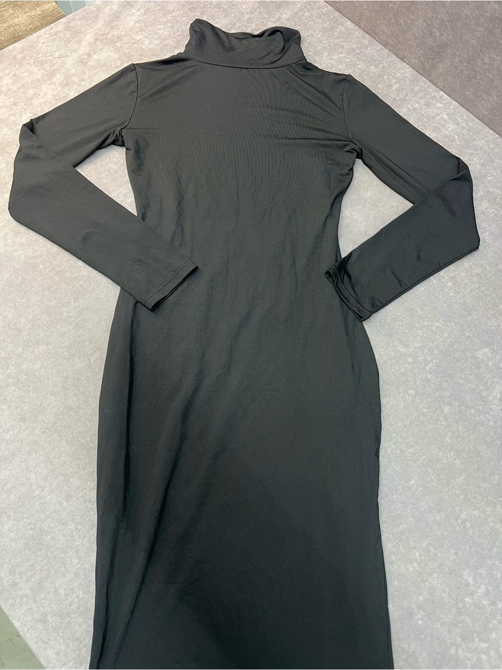 & Other Stories Black Long-Sleeve Turtleneck Midi Dress